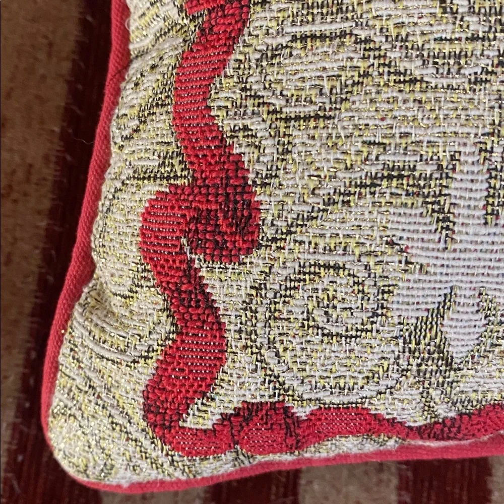 Festive red, green and gold Holiday Throw Pillow. “Tis THE SEASON”